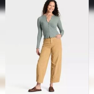 Women's High-Rise Corduroy Barrel Jeans - Universal Thread™ Tan